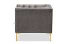 Apollonia Luxe and Glamour Gray Velvet Upholstered Gold Finished Lounge Chair Baxton