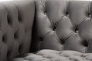 Apollonia Luxe and Glamour Gray Velvet Upholstered Gold Finished Lounge Chair Baxton