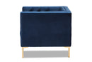 Apollonia Luxe and Glamour Navy Velvet Upholstered Gold Finished Lounge Chair Baxton