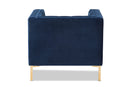 Apollonia Luxe and Glamour Navy Velvet Upholstered Gold Finished Lounge Chair Baxton