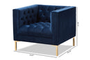 Apollonia Luxe and Glamour Navy Velvet Upholstered Gold Finished Lounge Chair Baxton