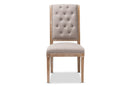 Blaise Beige Fabric Upholstered Weathered Oak Dining Chair Baxton