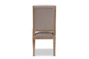 Blaise Beige Fabric Upholstered Weathered Oak Dining Chair Baxton