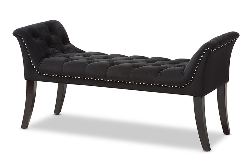 Gardwin Luxe and Contemporary Black Velvet Upholstered Bench