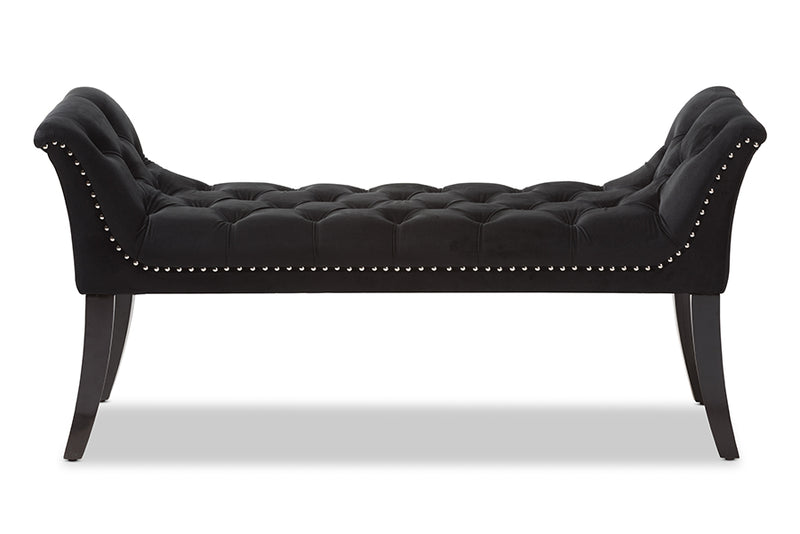 Gardwin Luxe and Contemporary Black Velvet Upholstered Bench