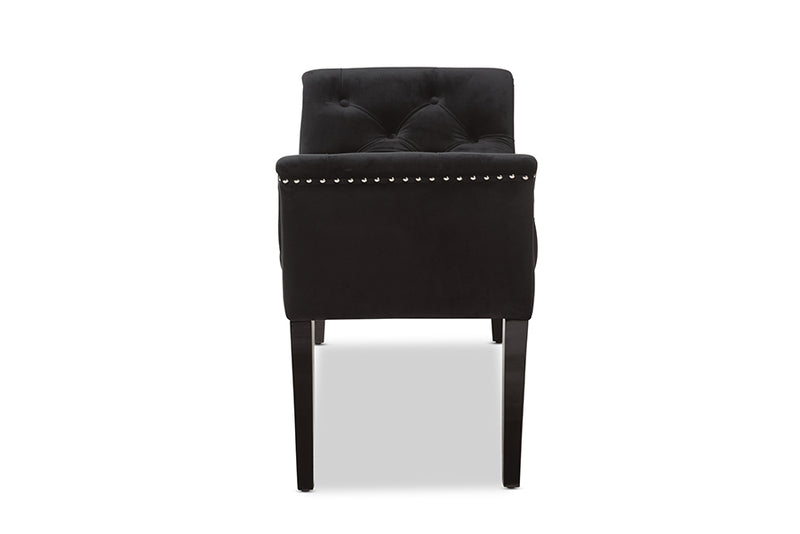 Gardwin Luxe and Contemporary Black Velvet Upholstered Bench