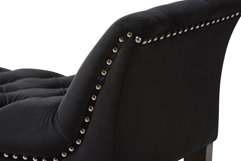 Gardwin Luxe and Contemporary Black Velvet Upholstered Bench