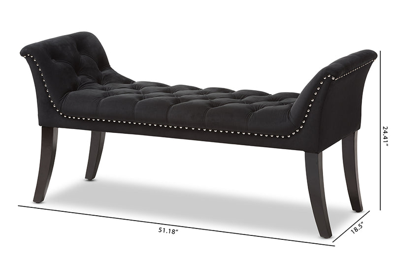 Gardwin Luxe and Contemporary Black Velvet Upholstered Bench