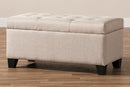 Rocco Beige Fabric Upholstered Storage Ottoman Baxton