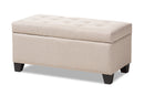 Rocco Beige Fabric Upholstered Storage Ottoman Baxton