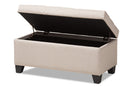 Rocco Beige Fabric Upholstered Storage Ottoman Baxton