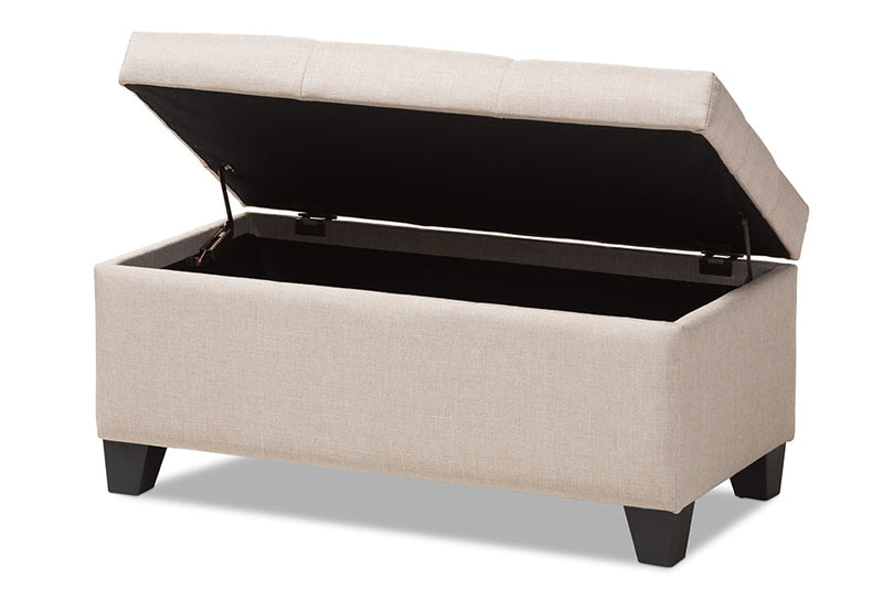 Rocco Beige Fabric Upholstered Storage Ottoman Baxton