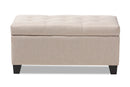 Rocco Beige Fabric Upholstered Storage Ottoman Baxton
