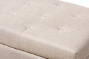Rocco Beige Fabric Upholstered Storage Ottoman Baxton
