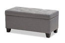Rocco Gray Fabric Upholstered Storage Ottoman Baxton
