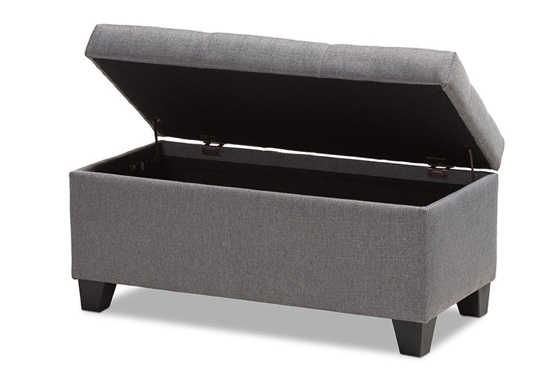 Rocco Gray Fabric Upholstered Storage Ottoman Baxton