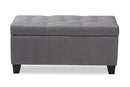 Rocco Gray Fabric Upholstered Storage Ottoman Baxton