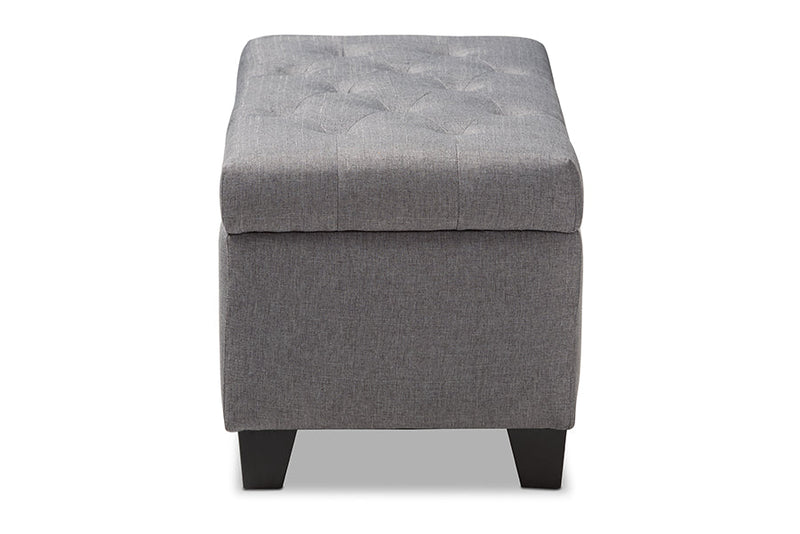 Rocco Gray Fabric Upholstered Storage Ottoman Baxton