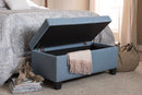 Rocco Light Blue Fabric Upholstered Storage Ottoman Baxton