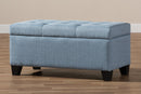Rocco Light Blue Fabric Upholstered Storage Ottoman Baxton