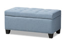 Rocco Light Blue Fabric Upholstered Storage Ottoman Baxton