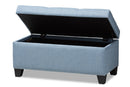 Rocco Light Blue Fabric Upholstered Storage Ottoman Baxton