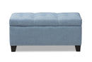 Rocco Light Blue Fabric Upholstered Storage Ottoman Baxton