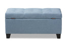 Rocco Light Blue Fabric Upholstered Storage Ottoman Baxton