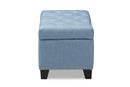 Rocco Light Blue Fabric Upholstered Storage Ottoman Baxton