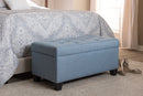 Rocco Light Blue Fabric Upholstered Storage Ottoman Baxton