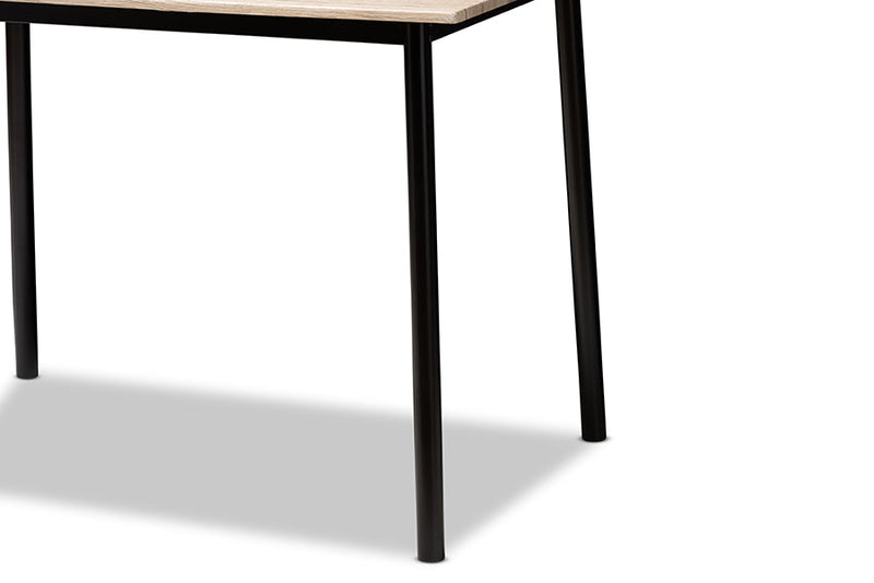 Cyrille Light Brown Wood Finished Matte Black Frame 5-Piece Dining Set Baxton