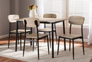 Cyrille Light Brown Wood Finished Matte Black Frame 5-Piece Dining Set Baxton