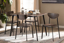 Cardea Matte Black Frame 5-Piece Dining Set Baxton