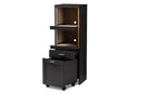 Rosa Dark Gray and Oak Brown Finished Kitchen Cabinet w/Roll-Out Compartment Baxton