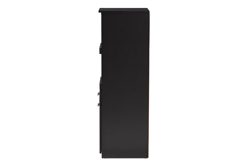 Rosa Dark Gray and Oak Brown Finished Kitchen Cabinet w/Roll-Out Compartment Baxton