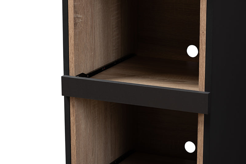 Rosa Modern and Contemporary Dark Gray and Oak Brown Finished Kitchen Cabinet w/Roll-Out Compartment