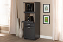 Rosa Dark Gray and Oak Brown Finished Kitchen Cabinet w/Roll-Out Compartment Baxton