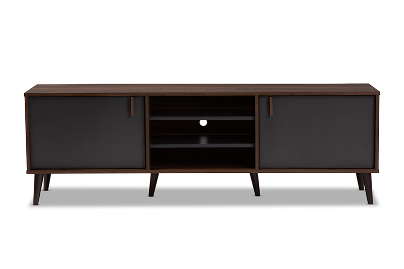 Gresham Mid-Century Modern Brown and Dark Gray Finished TV Stand