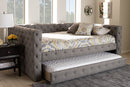 Cacaban Gray Fabric Upholstered Queen Size Daybed w/Trundle Baxton