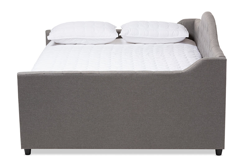 Reed Modern and Contemporary Gray Fabric Upholstered Full Size Daybed w/Trundle