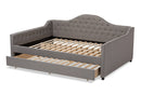 Reed Gray Fabric Upholstered Full Size Daybed w/Trundle Baxton