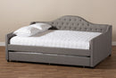Reed Gray Fabric Upholstered Full Size Daybed w/Trundle Baxton