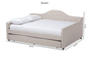Reed Light Beige Fabric Upholstered Queen Size Daybed w/Trundle Baxton