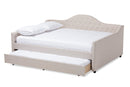 Reed Light Beige Fabric Upholstered Full Size Daybed w/Trundle Baxton