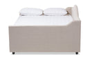 Reed Light Beige Fabric Upholstered Full Size Daybed w/Trundle Baxton