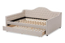 Reed Light Beige Fabric Upholstered Full Size Daybed w/Trundle Baxton