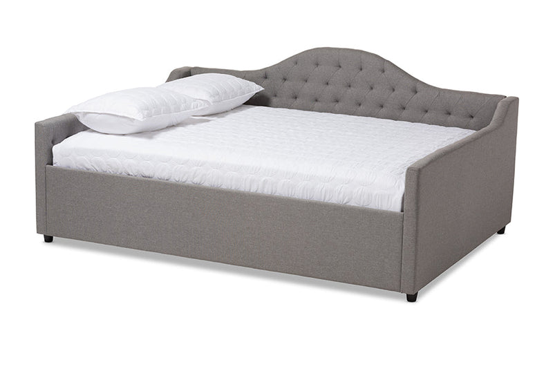 Reed Gray Fabric Upholstered Full Size Daybed Baxton