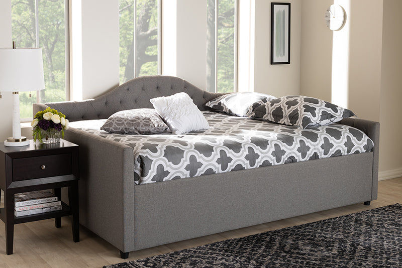 Reed Modern and Contemporary Gray Fabric Upholstered Full Size Daybed