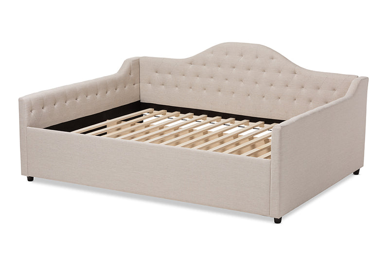 Reed Modern and Contemporary Light Beige Fabric Upholstered Full Size Daybed