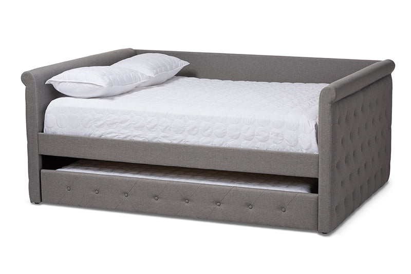 Siskal Modern and Contemporary Gray Fabric Upholstered Full Size Daybed w/Trundle